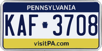 PA license plate KAF3708