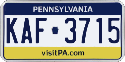 PA license plate KAF3715