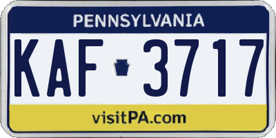 PA license plate KAF3717