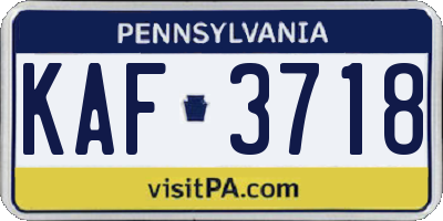 PA license plate KAF3718