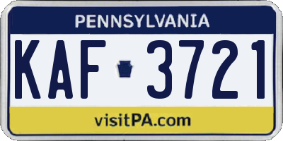 PA license plate KAF3721