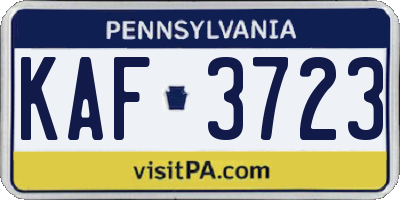 PA license plate KAF3723