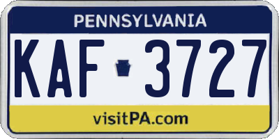 PA license plate KAF3727