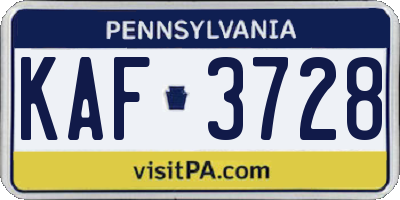 PA license plate KAF3728
