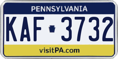PA license plate KAF3732