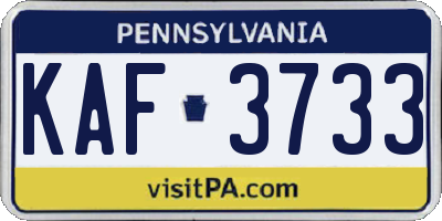 PA license plate KAF3733