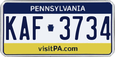 PA license plate KAF3734