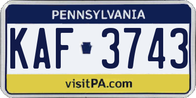 PA license plate KAF3743