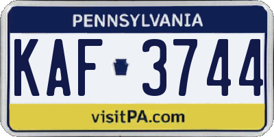 PA license plate KAF3744