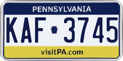 PA license plate KAF3745