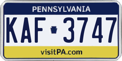 PA license plate KAF3747
