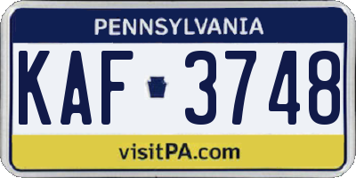 PA license plate KAF3748
