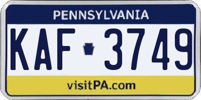 PA license plate KAF3749
