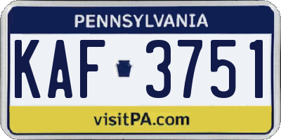PA license plate KAF3751