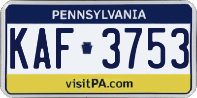 PA license plate KAF3753