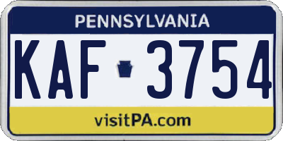 PA license plate KAF3754