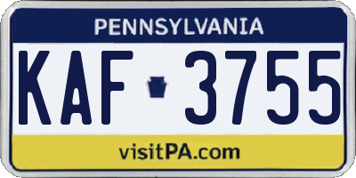 PA license plate KAF3755