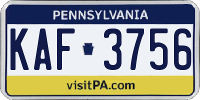 PA license plate KAF3756