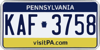 PA license plate KAF3758