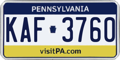 PA license plate KAF3760