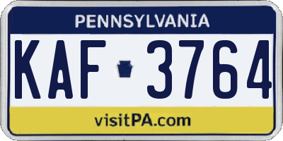 PA license plate KAF3764