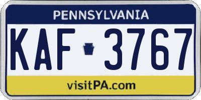 PA license plate KAF3767