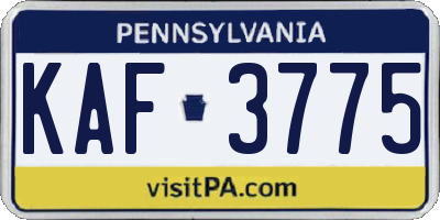PA license plate KAF3775
