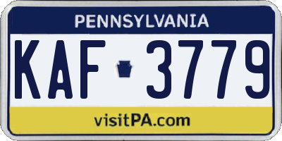 PA license plate KAF3779