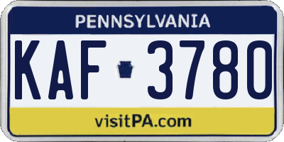 PA license plate KAF3780