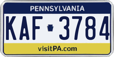 PA license plate KAF3784