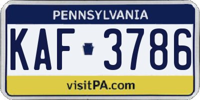 PA license plate KAF3786