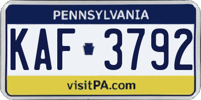 PA license plate KAF3792