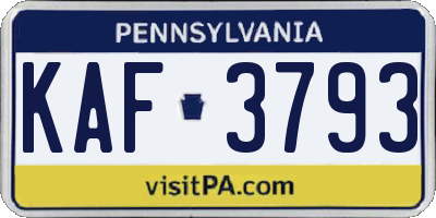 PA license plate KAF3793