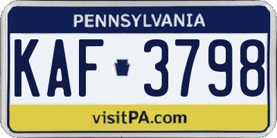 PA license plate KAF3798