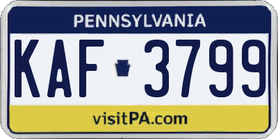 PA license plate KAF3799