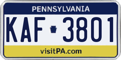 PA license plate KAF3801
