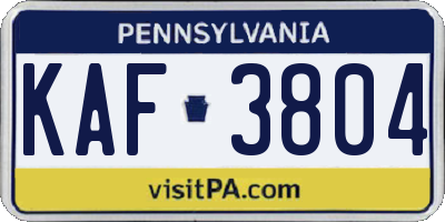 PA license plate KAF3804