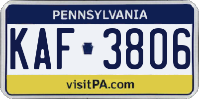 PA license plate KAF3806