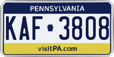 PA license plate KAF3808
