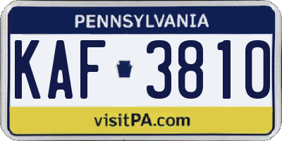 PA license plate KAF3810