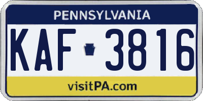 PA license plate KAF3816