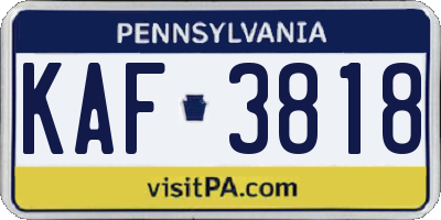 PA license plate KAF3818