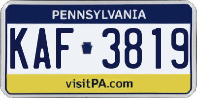 PA license plate KAF3819