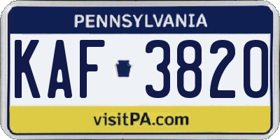 PA license plate KAF3820