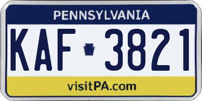 PA license plate KAF3821
