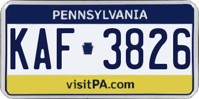 PA license plate KAF3826