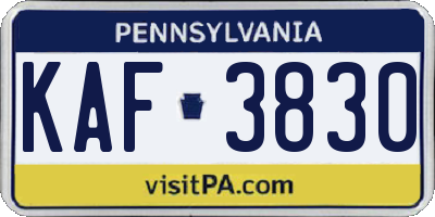 PA license plate KAF3830