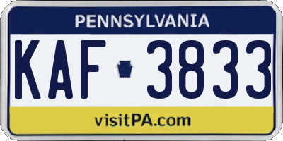 PA license plate KAF3833