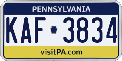 PA license plate KAF3834
