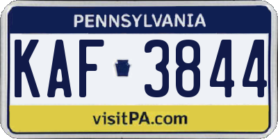 PA license plate KAF3844